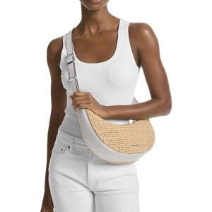 Michael Kors Avra Medium Hand-Crocheted and Leather Crossbody Bag